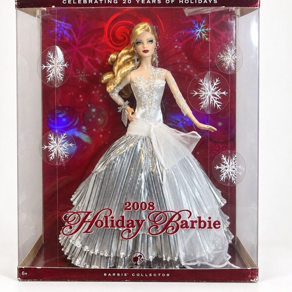 Barbie Holiday 2008 Collector Edition Christmas NRFB Silver White Gown Mattel